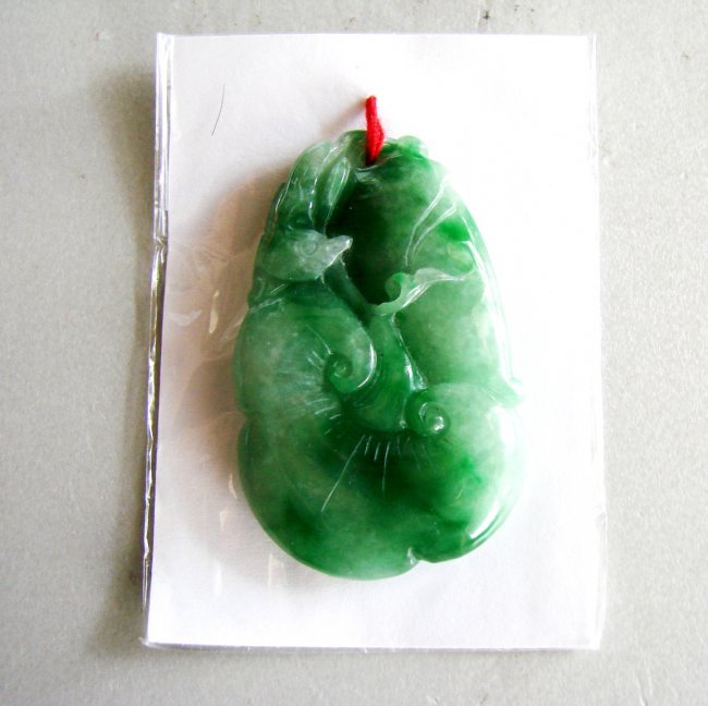 Natural Jadeite Jade Carved Ruyi&Birds Pendant Grade: A (1 of 3)