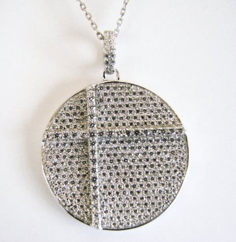 Creation Diamond Circle Pendant 3.94Ct 18k W/g Overlay (1 of 3)