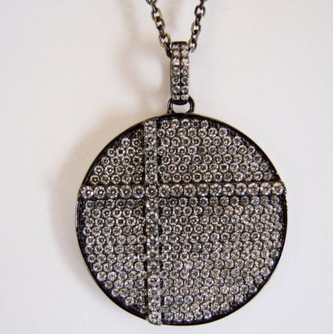 Creation Diamond Circle Pendant 3.94Ct 18k B/g Overlay (1 of 3)