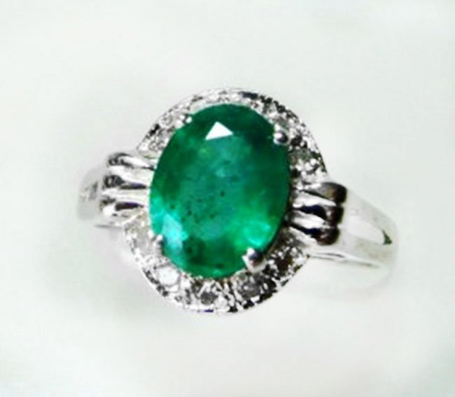 Natural Emerald & Diamond Ring 1.95Ct 14k W/g (1 of 3)