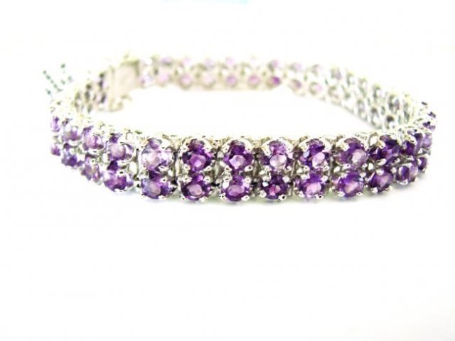 Natural Amethyst Bracelet 17.16Ct 18k W/g Overlay (1 of 5)