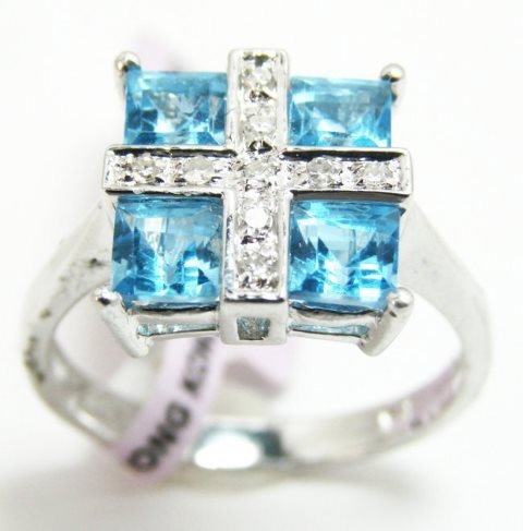 Swiss Blue Topaz Diamond Ring2.14Ct14k W/g (1 of 3)
