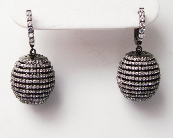 Creation Diamond Dangle Earring 2.45Ct18kB/g Over (1 of 4)