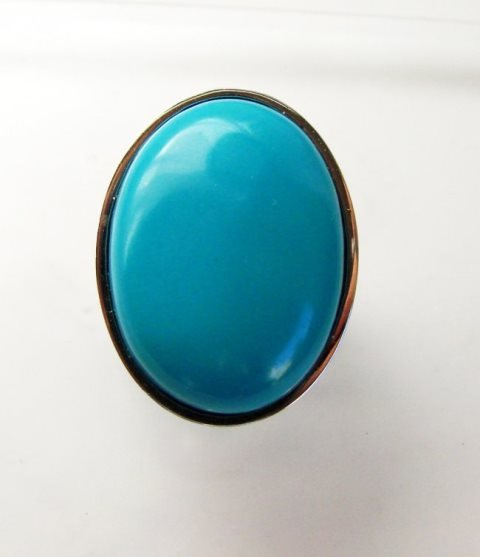 Blue Turquoise Ring 27.00Ct 18k W/g Overlay (1 of 4)