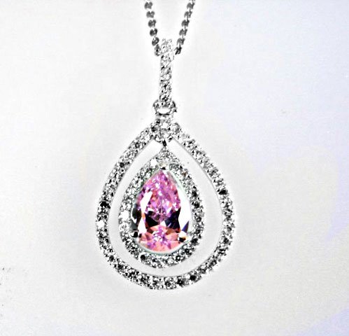 Creation Diamond/Pink Toapaz Necklace 2.23CT (1 of 4)