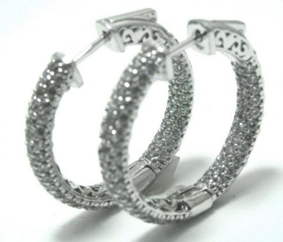 Hoop Earrings Creation Diamond 18k W/G Over (1 of 4)
