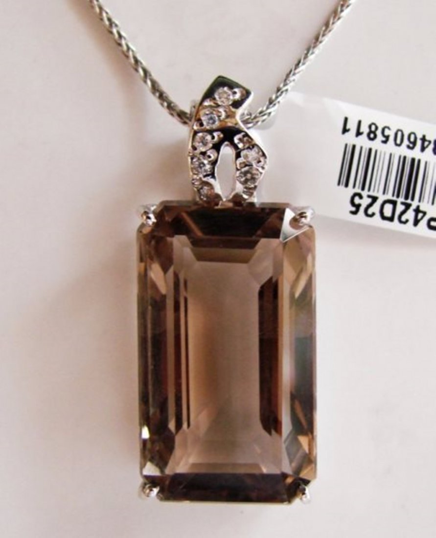 Smoky Topaz Pendant 28.80Ct 18k W/g Overlay (1 of 3)