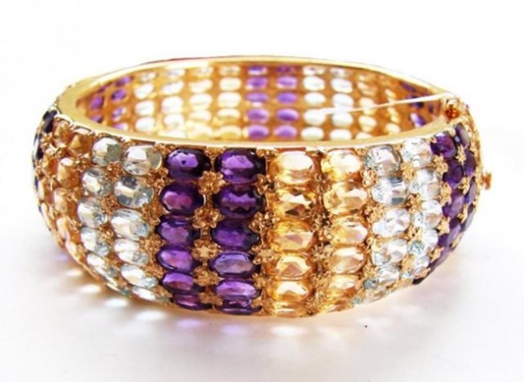 Natural Gem: Mullti-Color Bangle 202.Carat 18k Y/g Over (1 of 5)