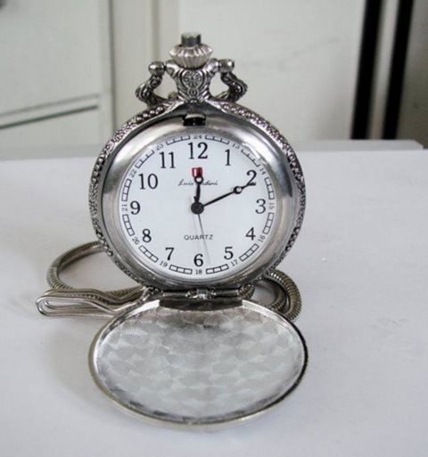 Pocket Watch Quartz Stainless 14" Chain (1 of 3)