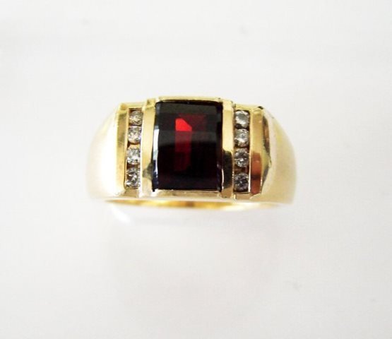 Garnet: 2.85CT Diamond:.24CT Man's Ring 14k Y/g (1 of 5)