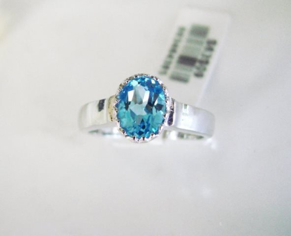 Swiss Blue Topaz Ring 2.35Ct 18k W/g Overlay (1 of 2)