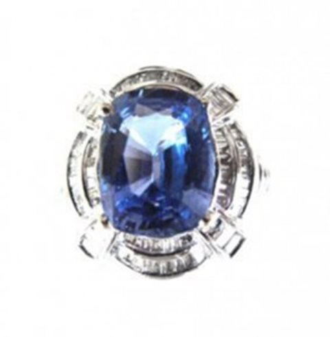 Natural Blue Sapphire Diamond Ring 9.63Ct 18k W/gSML W (1 of 5)