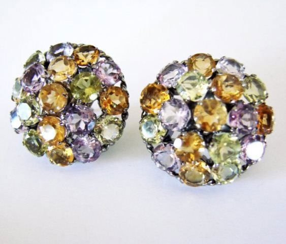 Multicolor Stone Earrings 46.90Ct 18k B/g Overlay (1 of 4)