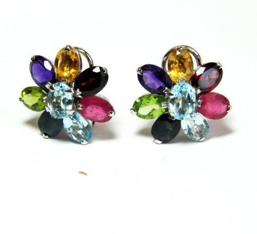 Natural Multicolor Earrrings 18.40Ct 18k W/g Overlay (1 of 3)