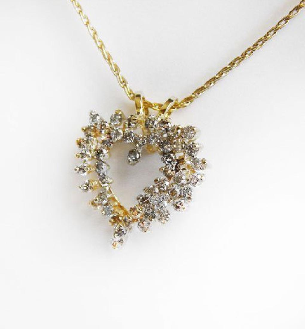 Heart Shaped Diamond Necklace 2.15 Carat 14k Y/G (1 of 2)