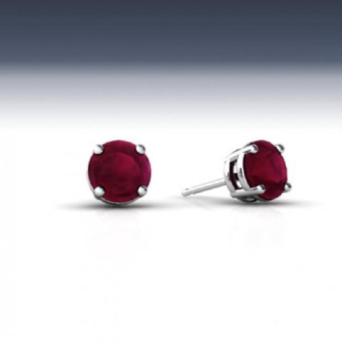 Stud Ruby Earrings 4.35 Carat 14k White Gold (1 of 2)