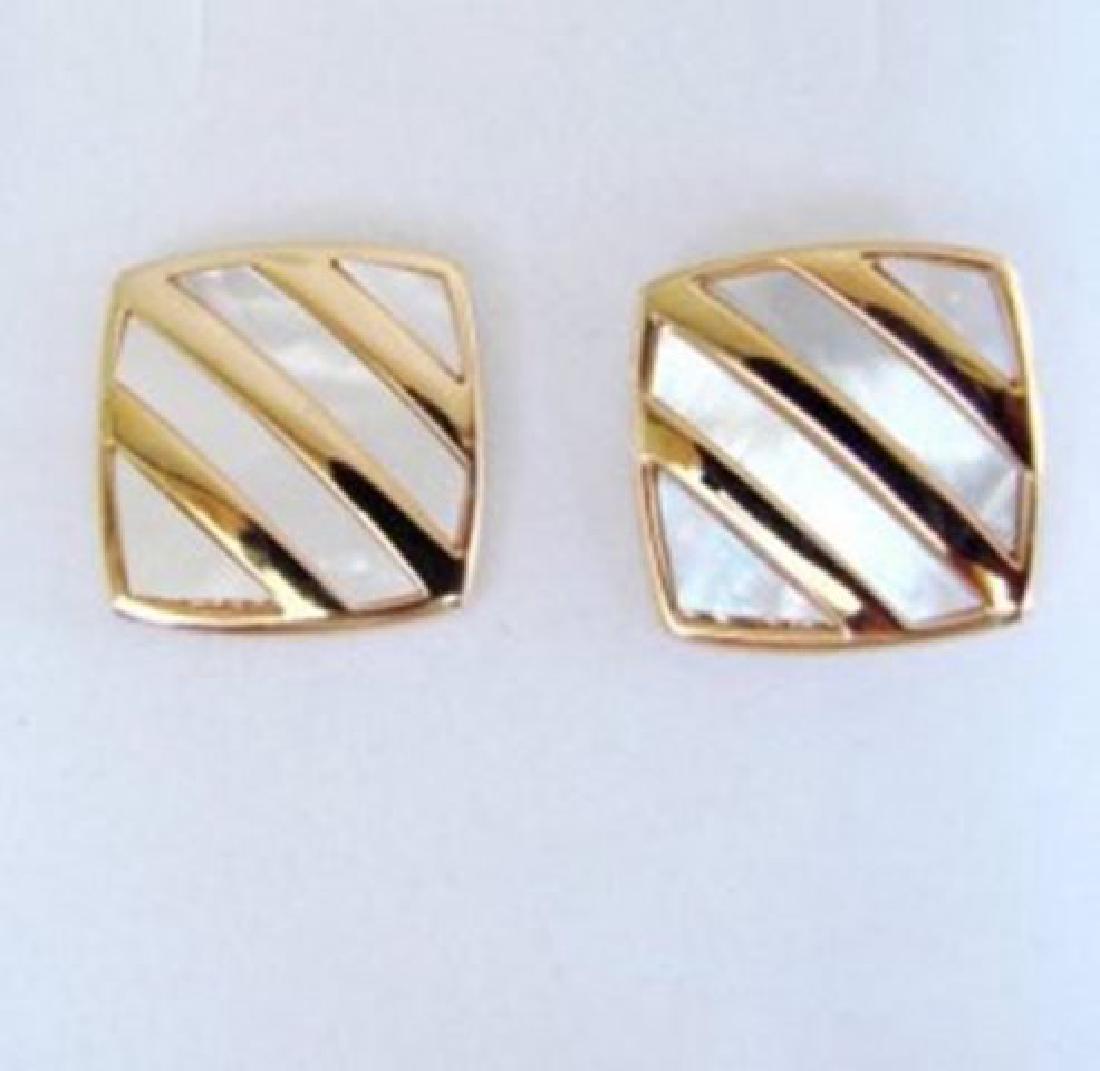 Men Cufflink Stainless Mother Pearl18k R/g Overlay (1 of 3)