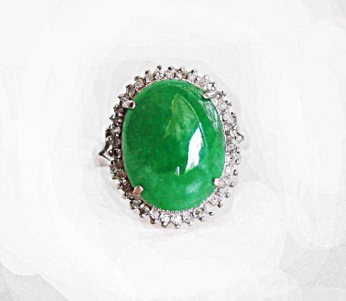 Anniversary Ring Chinese Jade Diamond 8.75Ct 14k W/g (1 of 4)