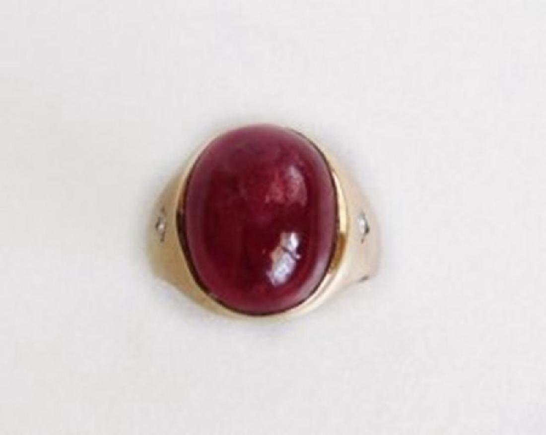 Man's Cabochon Ruby /Dia: Ring .19Ct /Ruby 25.77Ct (1 of 6)