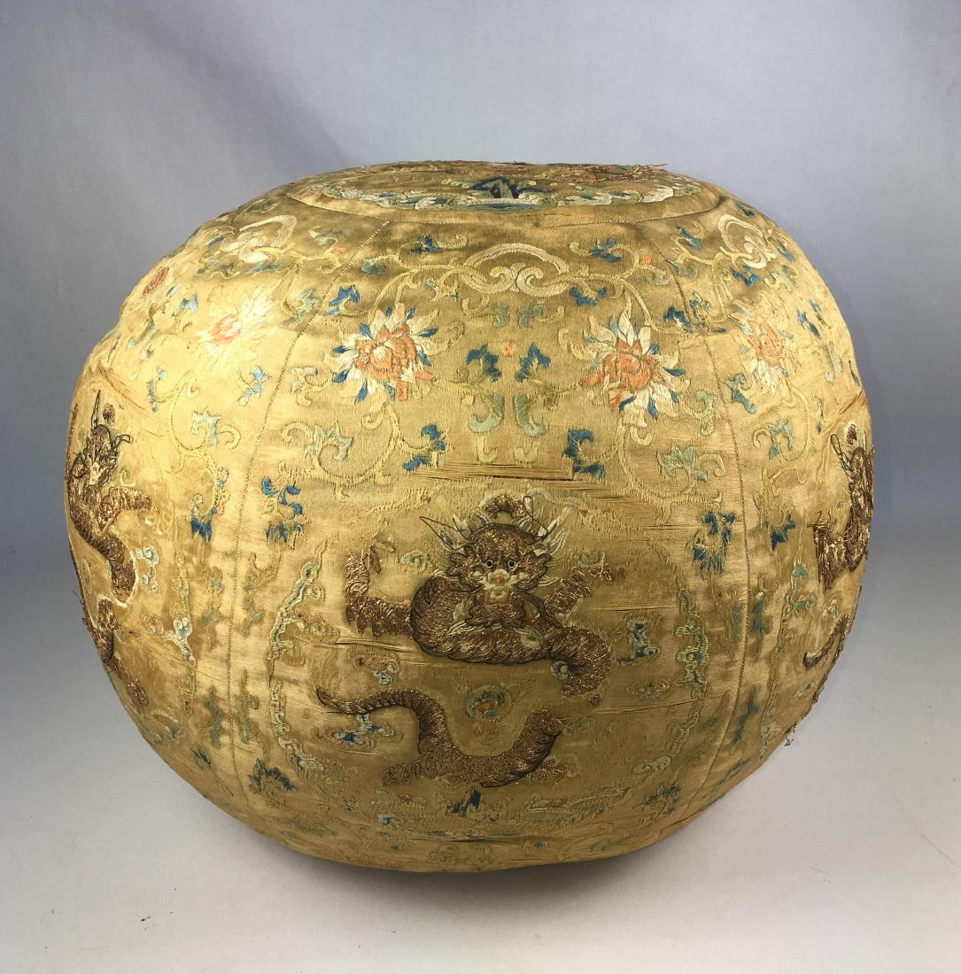 A Chinese Imperial Yellow Silk Arm Pillow with (1 of 6)