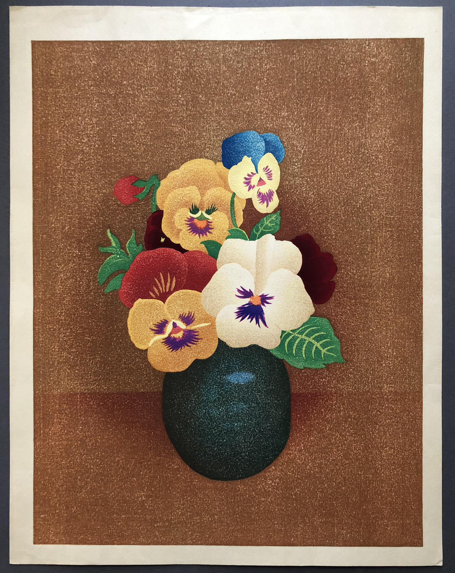 Japanese Modern Woodblock Prints, Flowers in Pot (1 of 3)