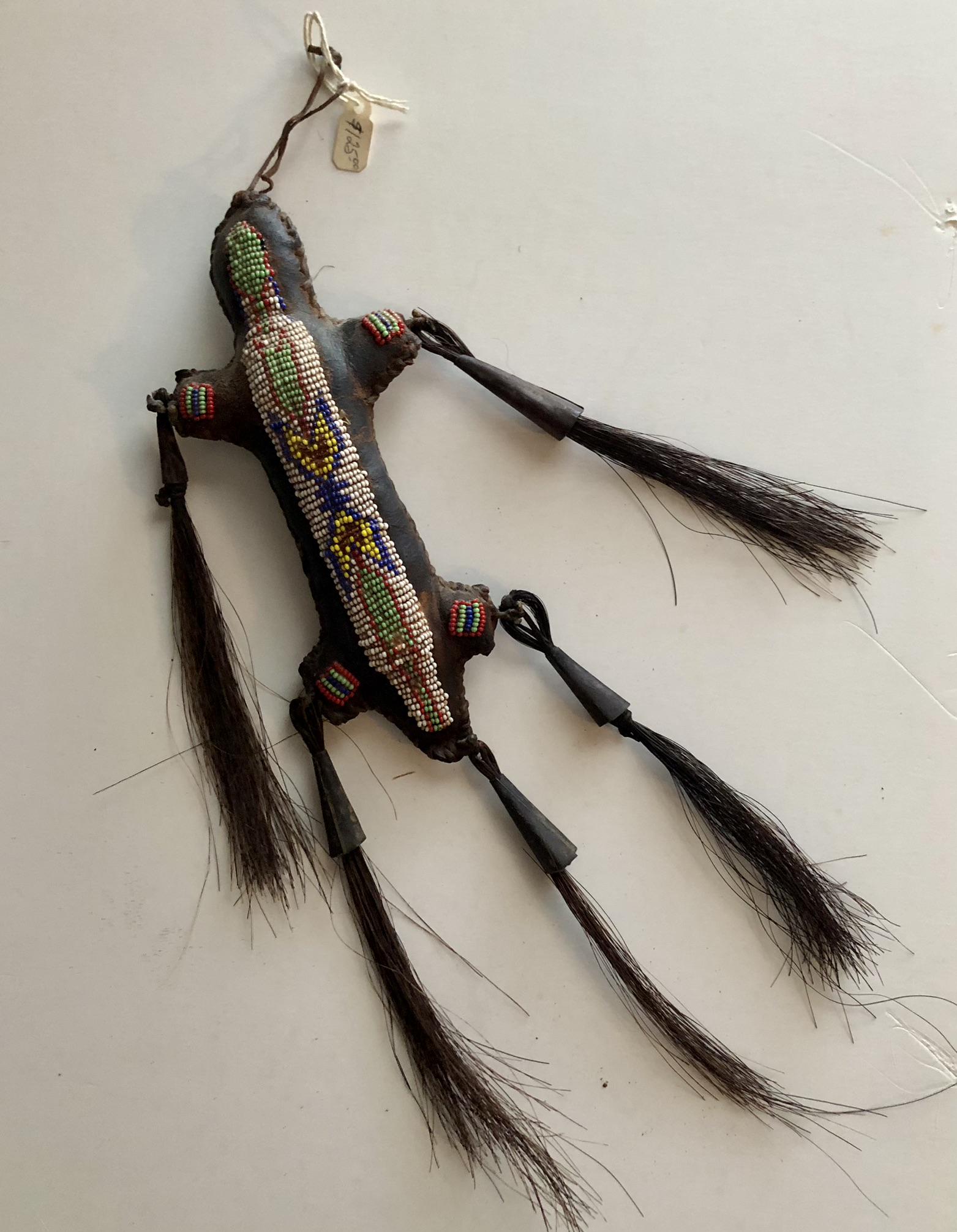 Native American Sioux Beaded Leather Lizard (1 of 5)