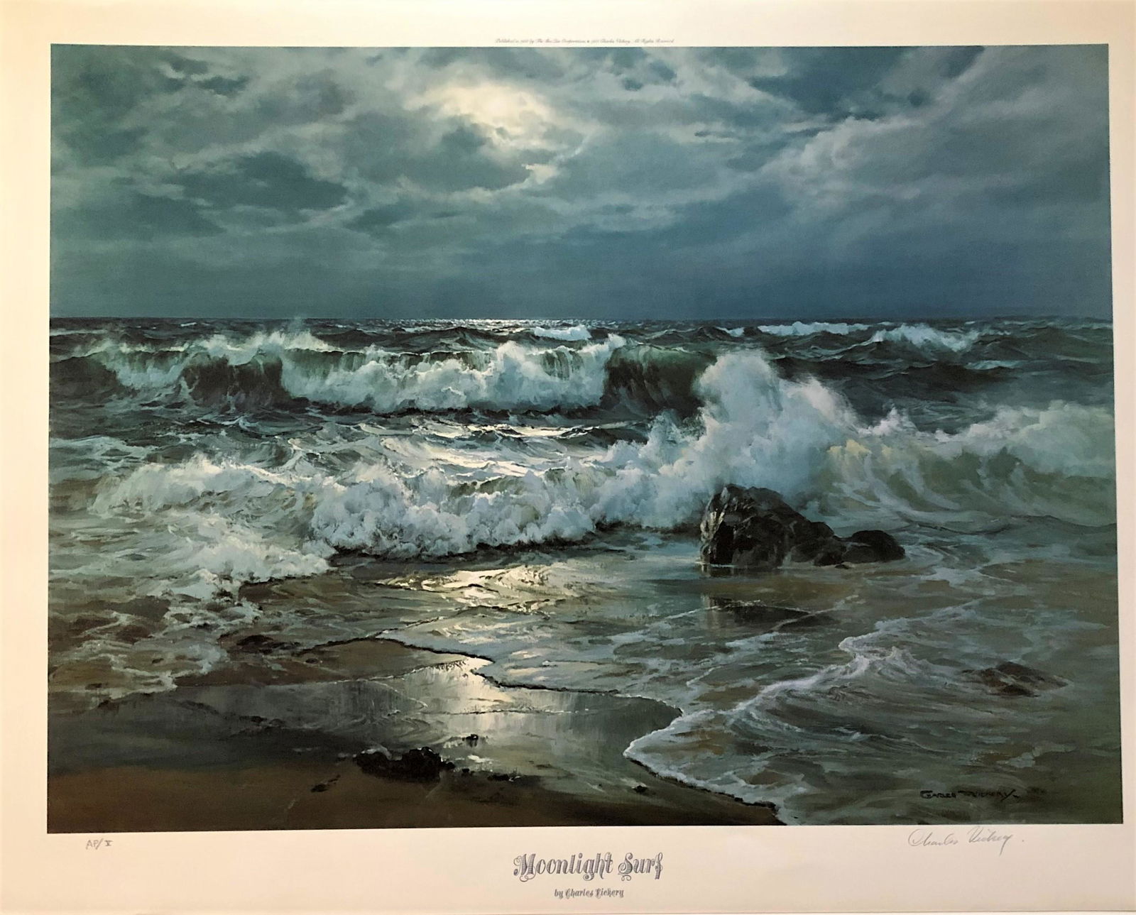 Charles Vickery Moonlight Surf Signed Print (1 of 4)