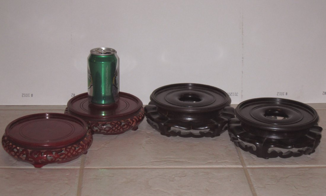 A Lot of Four ( 2 Pair ) Wood Stands: A Lot of Four ( 2 Pair) Wood Stands, Approximately Fit Base Diameter 6" (15cm) and 5.75" (14.6cm).