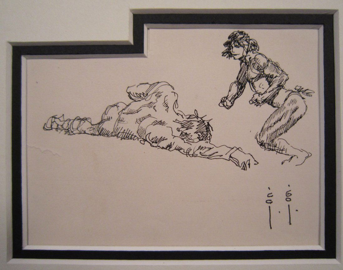 Frank Frazetta, American (1928 - 2010), Original Pencil: Sketch, depicting of 2 fighting figures, Frank Frazetta - American fantasy and science fiction artist, noted for work in comic books, paperback book covers, paintings, posters, LP record album covers