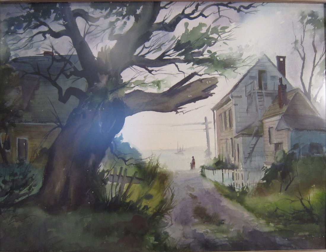 Edward Giobbi, American (b. 1926 - ), Watercolor on: Paper, signed lower right, framed; E. Giobbi - a Connecticut artist; Image 30 in. x 23 in., frame 36 in. x 29 in. (can be shipped without frame).