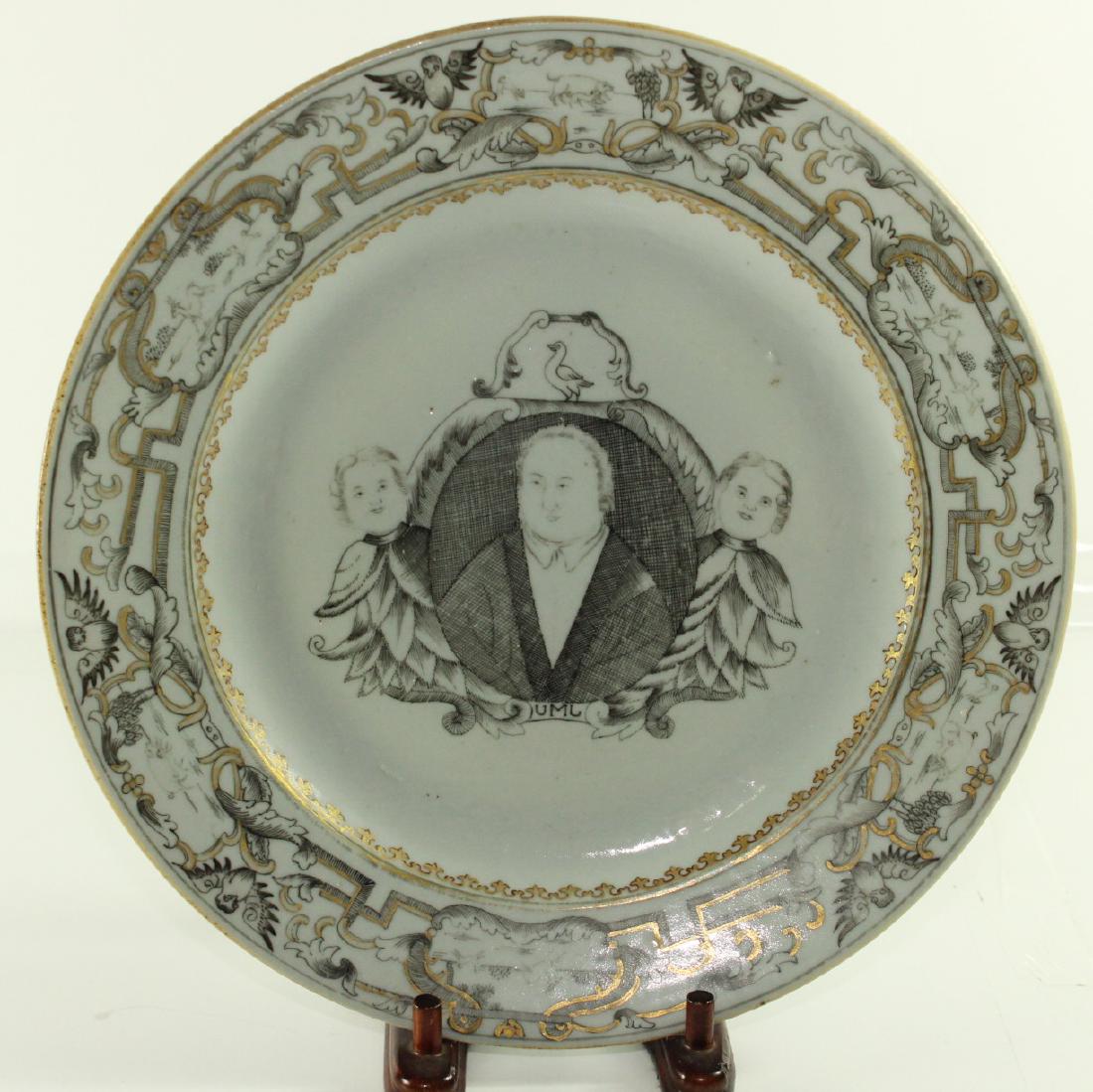 A Chinese grasaille export plate (1 of 4)