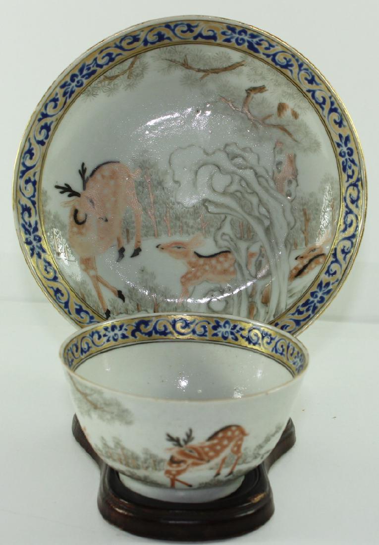 A set of Chinese grasaille cup and saucer (2X) (1 of 9)