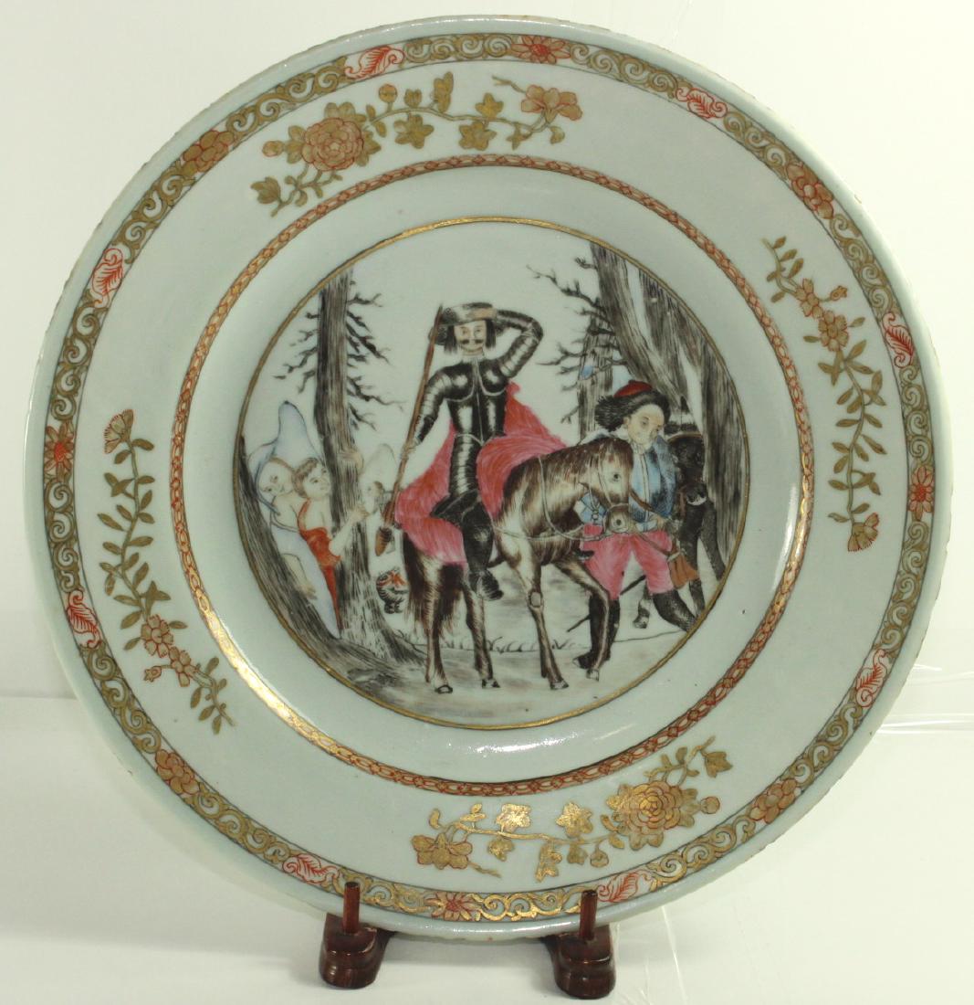 A Chinese famille rose 'knight' plate (1 of 10)