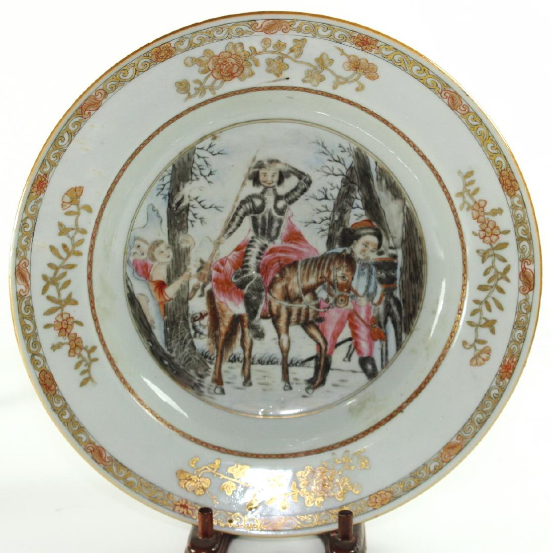 A Chinese famille rose 'knight' plate (1 of 8)