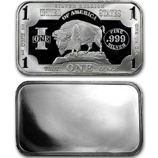 1 Oz Buffalo Design Silver Bar .999 Fine: 1 Oz Buffalo Design - Silver Bar .999 Fine. Madein USA.