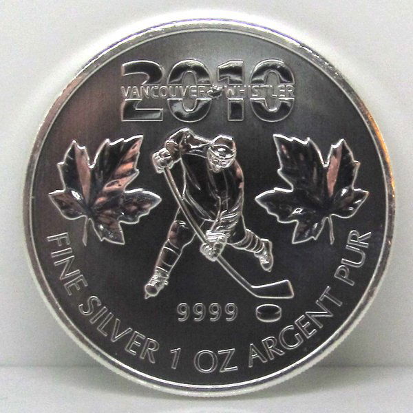 2010 1 Oz BU Canadian Silver Maple Leaf - Vancouver: Mintage of Only 79,278 Coins! 2010 Winter Olympics in Vancouver Silver Maple Leaf Coin by The Royal Canadian Mint. The Silver Maple Leaf Olympics in Vancouver Coin Has a Legal Tender Value of $5 Canad