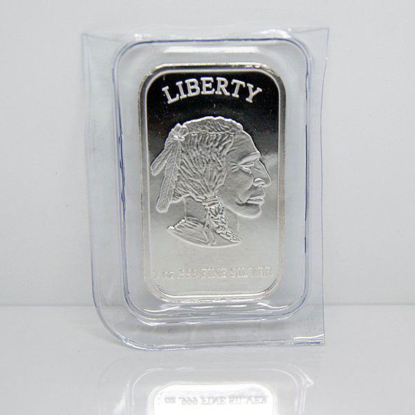 1 Oz Buffalo Design .999 Fine Silver Bar: 1 Oz Buffalo Design .999 Fine Silver Bar. Made in USA.