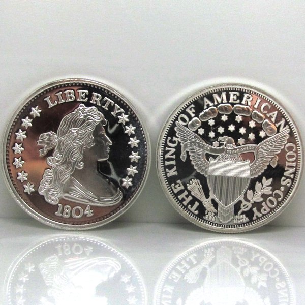 1 Oz 1804 Silver Dollar Design .999 Fine Silver Round: 1 Oz 1804 Silver Dollar Design .999 Fine Silver Round. Made in USA.