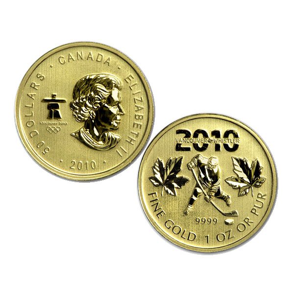 2010 Olympic Gold Maple Leaf Vancouver - Unc: 2010 Winter Olympic in Vancouver Gold Maple Leaf Bullion Coin by The Royal Canadian Mint. The Gold Maple Leaf Olympic in Vancouver Coin Has a Legal Tender Value of $50 Canadian Dollars and Contains 1 