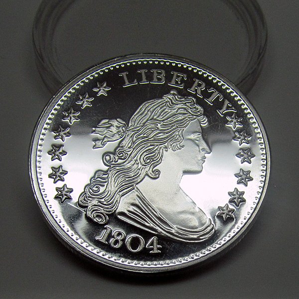 1 Oz 1804 Silver Dollar Design .999 Fine Silver Round: 1 Oz 1804 Silver Dollar Design .999 Fine Silver Round. Made in USA.