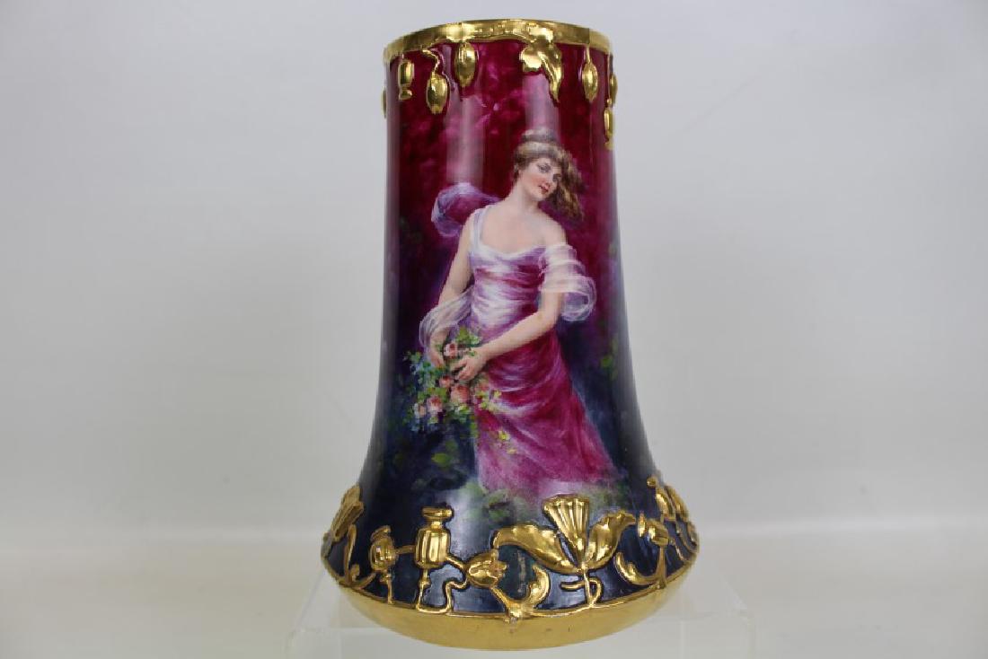Royal Bonn Germany Portrait Vase - Cranberry / Green (1 of 3)