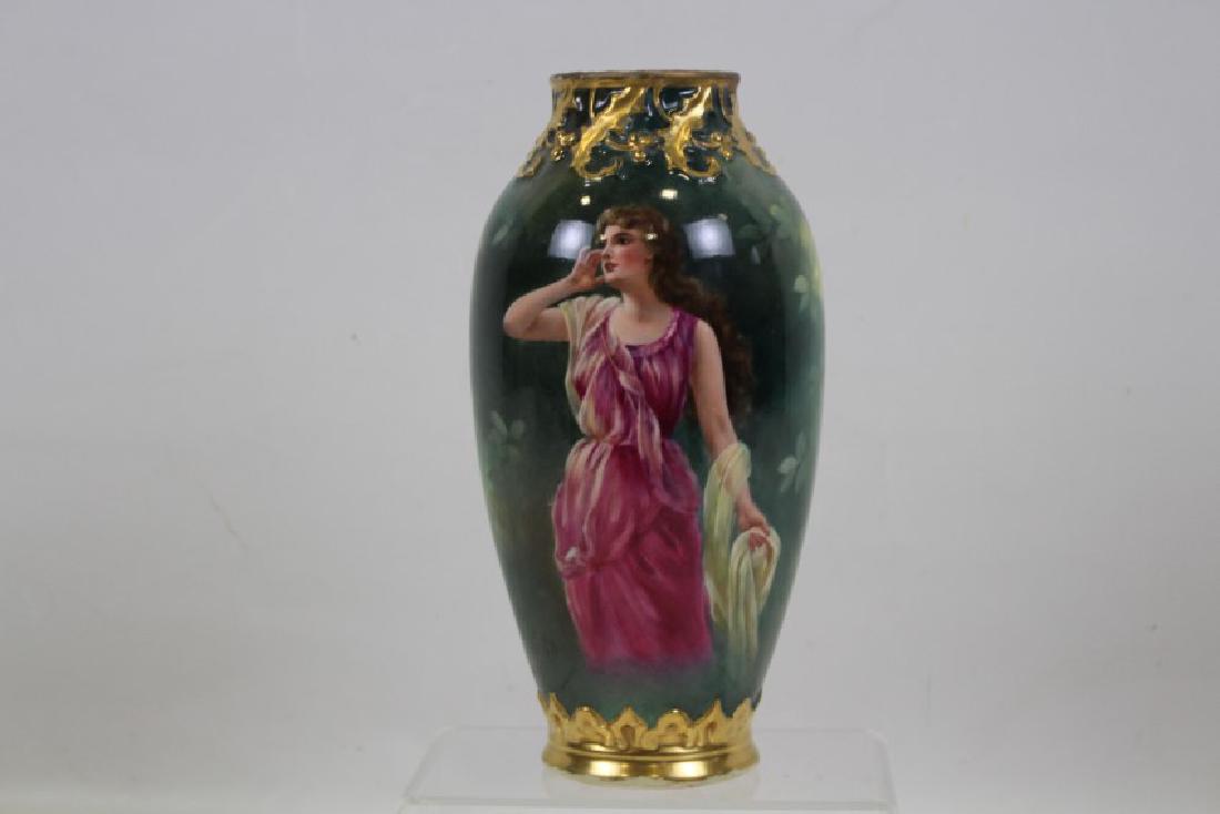 Royal Bonn Germany Portrait Vase - Maiden in Red Dress (1 of 3)