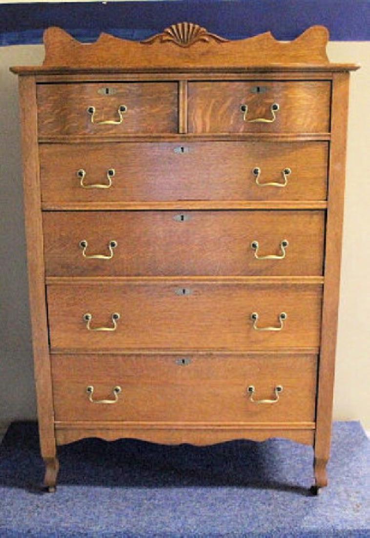 Oak Highboy Chest of Drawers