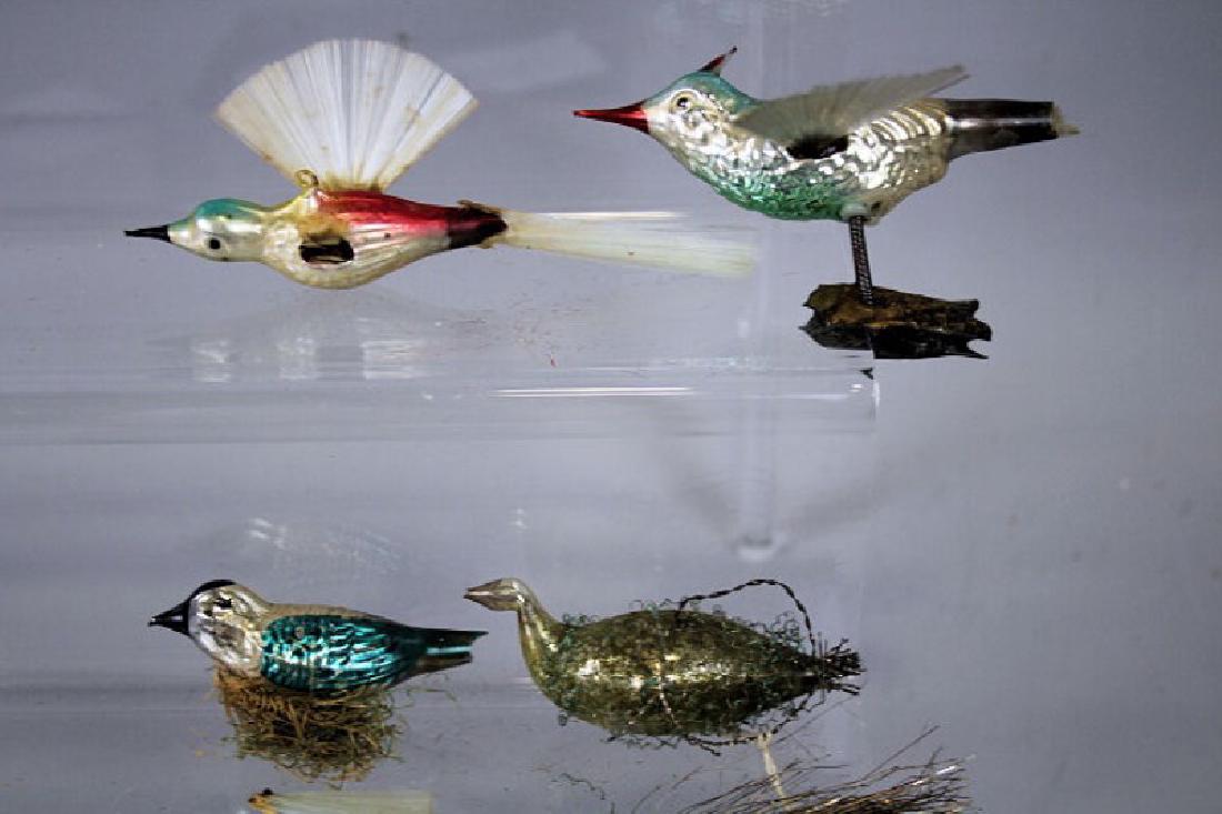 Antique Blown Glass Ornaments Birds W Spun Glass
