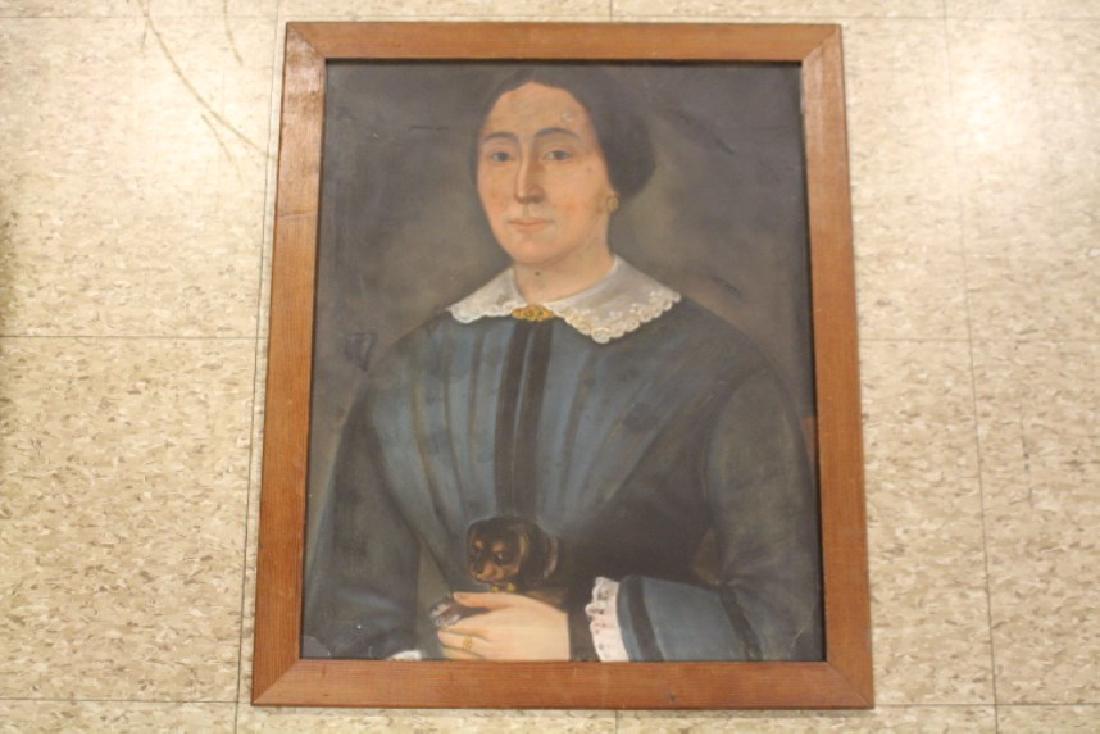 Early 19 C Pastel Lady w/ Small Dog (1 of 1)