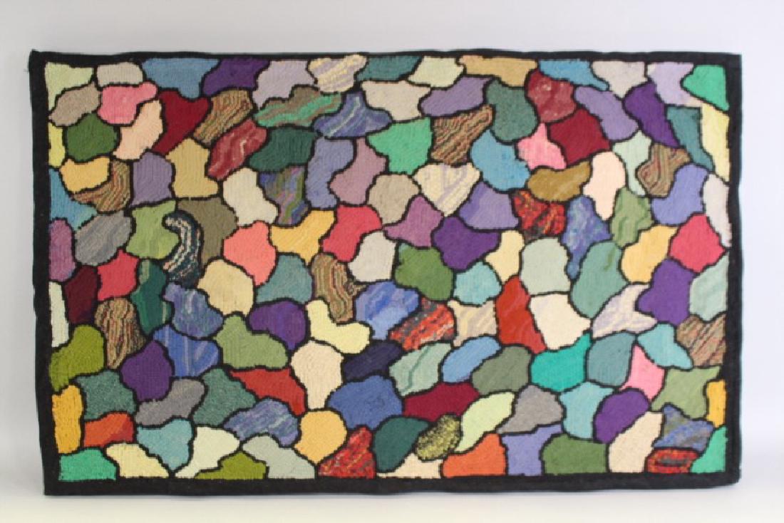C. 1930-40s Hooked Rug Stained Glass Motif New England (1 of 1)