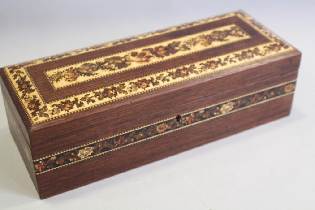 Tunbridge Ware 3-Section Inlaid Box (1 of 1)