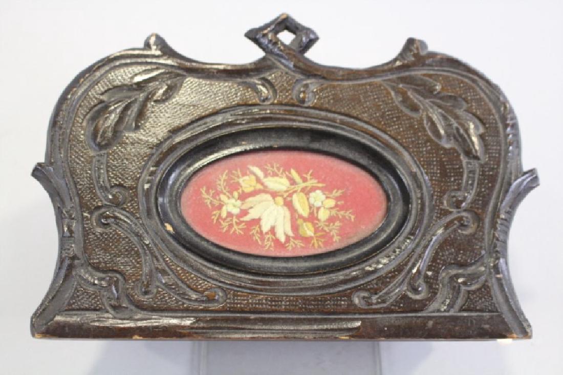 Victorian Carved Sewing Box with Encased Needlework (1 of 1)