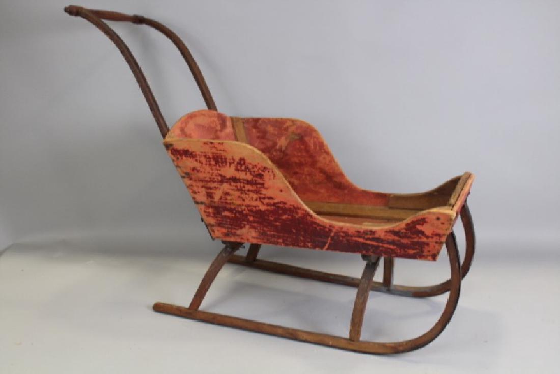 Child-Size Toy Push Sleigh Red Paint (1 of 1)