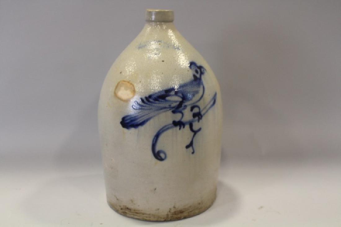 Norton 3 Gallon Jug w/ Cobalt Decorated Bird on Branch (1 of 1)